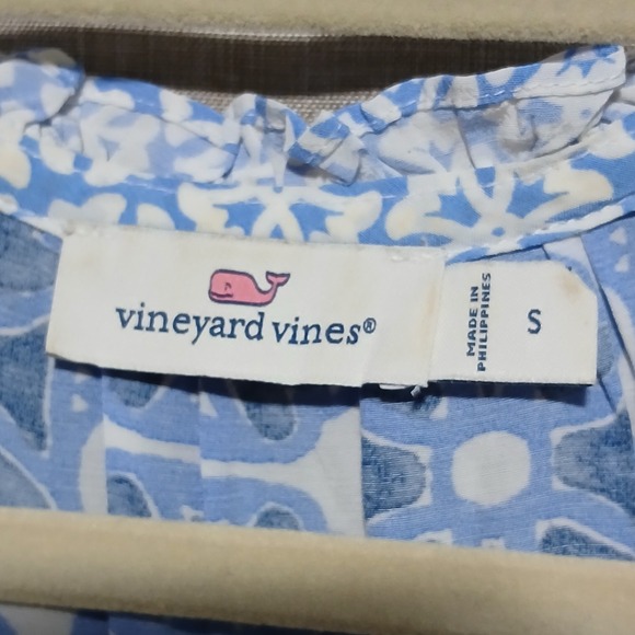 Vineyard Vines Women's Blue Print Tiered Midi Dress Summer Casual Short Sleeve - Picture 5 of 8